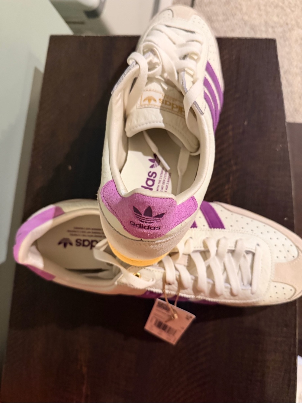adidas Japan W Leather Sneakers in White/Purple Brand new with tags women’s 11.5 - Picture 6 of 9